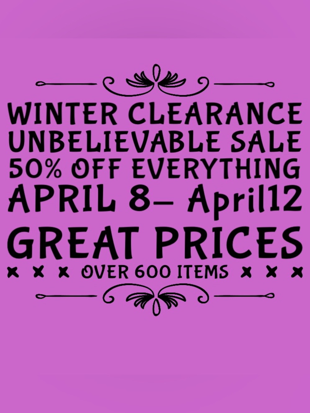 50% OFF ALL ITEMS 
BUNDLE YOUR LIKES
MAKE ROOM FOR SUMMER